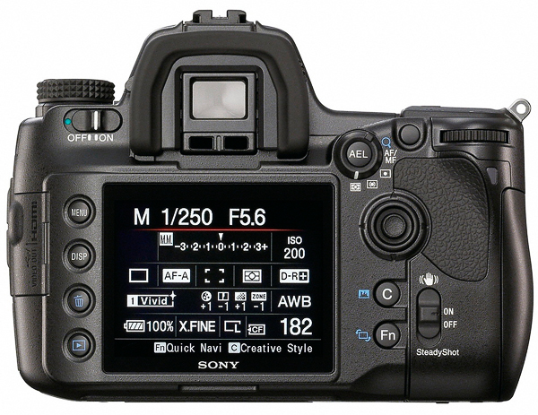 Relatively uncomplicated, the Sony a900 is also very convenient in operation thanks to the Quick Navi sub-menu available by pressing the Fn button. That allows access to all of the features shown on this screen minimizing the need to use buttons and dials or to access the full Menu.