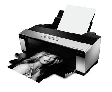 Epson Stylus Photo R2880 Inkjet Printer. A topnotch performer, consistent, reliable, producing prints with amazing clarity, detail, and a rich tapestry of color. And it's relatively quiet in operation. Fairly fast, as well. On top of that, you have the option of sheet-fed or roll-paper operation, with included roll paper holders (for panoramics,for example). 