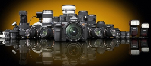 While some of the lenses are primarily for use with the small sensor cameras, the Sony system is expanding. In fact, several new full-frame lenses have been introduced since this photo-the most recent available-was taken.
