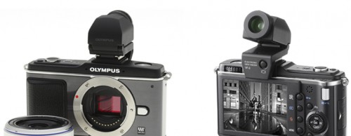 The Olympus Micro Four-Thirds E-P2 and Panasonic's Lumix DMC-GF1 accept an electronic viewfinder accessory, useful for those who do not want to compose images using the LCD screen. Granted, this type of device does make the cameras larger and slightly heavier.