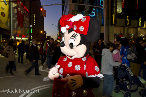 Using the Built-in Flash. I was in Times Square one evening when I came upon this popular cartoon character posing with tourists. I employed the camera's built-in flash, with the 17-55mm lens and lens shade attached. Note that the lens/shade combo blocks the flash. Exposure made with the camera in Manual mode.  ©Jack Neubart. All rights reserved.