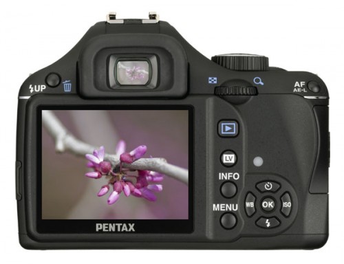   Pentax K-x Black Version--back. The camera features a user-friendly interface. Photo courtesy of Pentax.