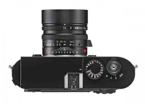 Leica M9 (top). Here are found the shutter speed/mode dial, off/drive mode switch, and dedicated hot shoe. Photo courtesy Leica.