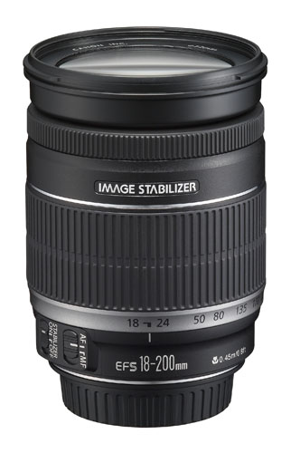 EF-S 18-200 IS lens. Despite its serious tendency toward lens creep and a few other shortcomings, this lens did prove itself when confronted with breaking action. Canon photo.