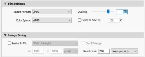 Image Resizing in Lightroom